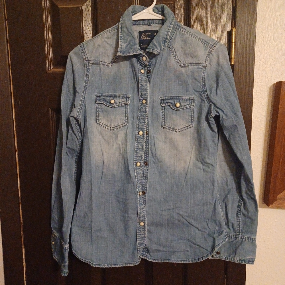 American Eagle Denim Button-Down Shirt
